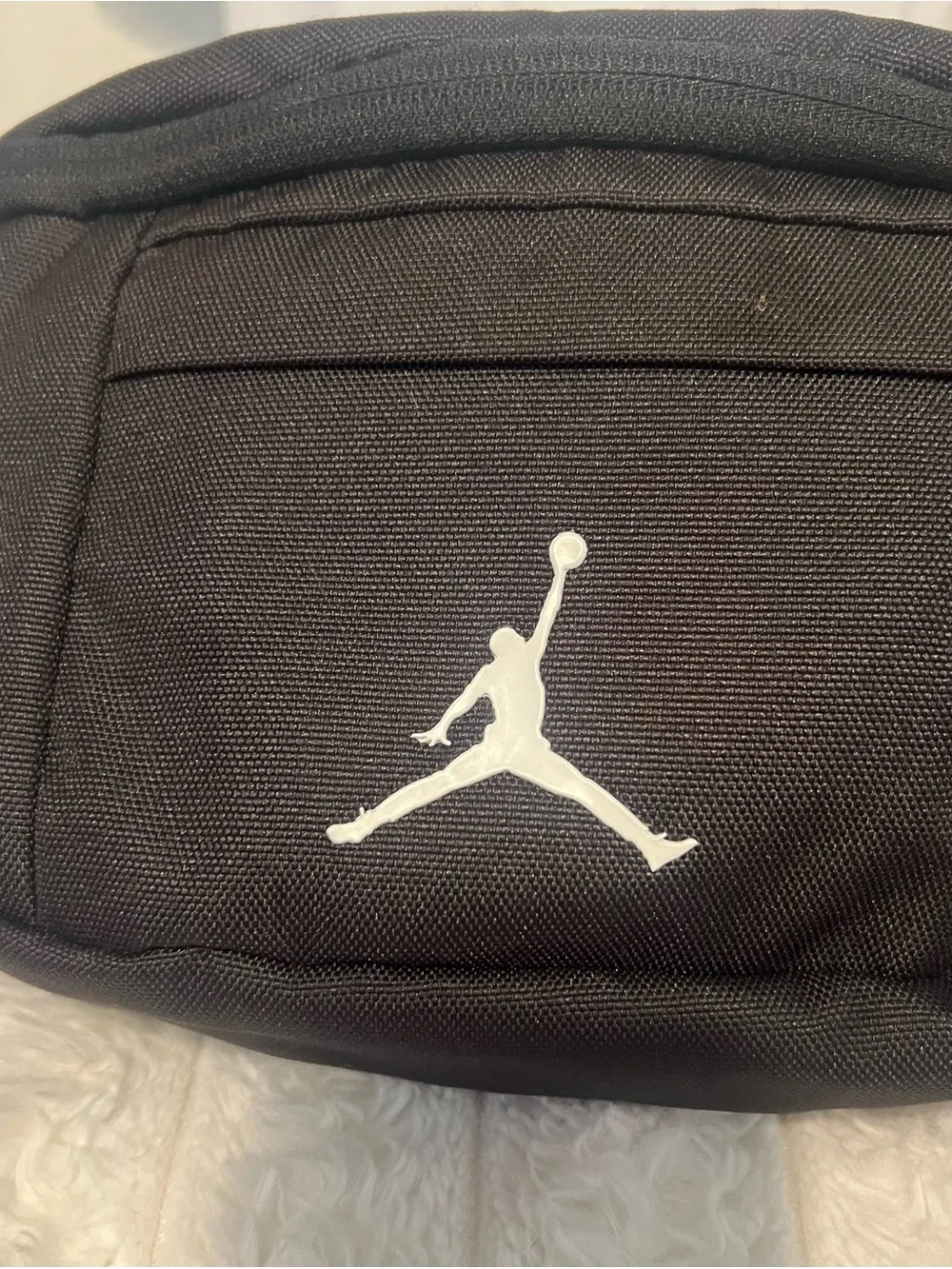Nike Jordan Black Waist/Crossbody Bag with White Jumpman Quai  LeBron